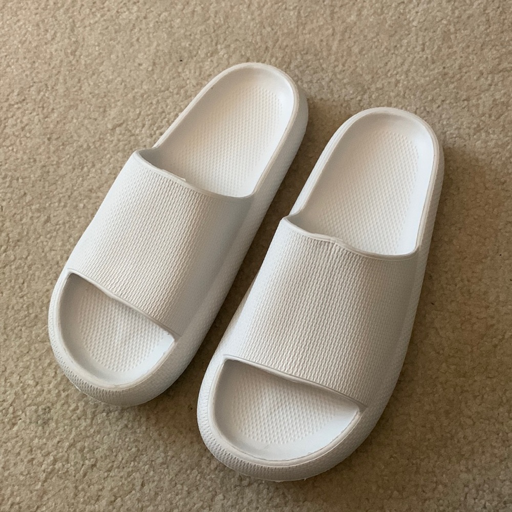 White Slip On Sandals